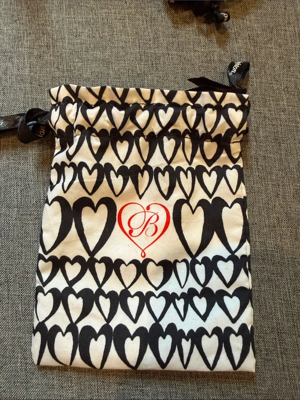 Brighton Small Heart-Print Drawstring Pouch - Black & White; 2 bags